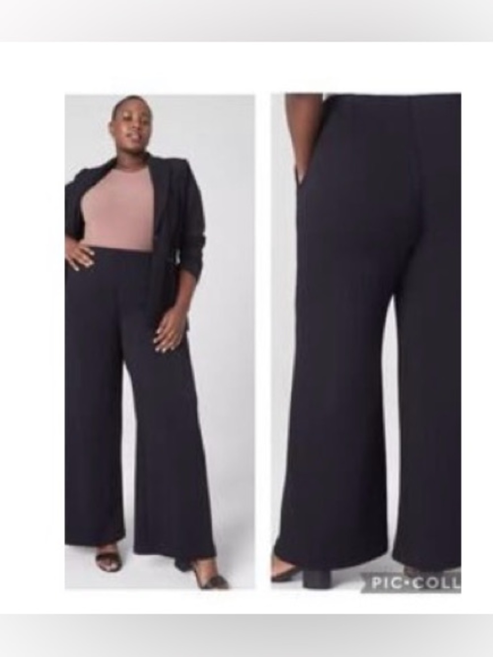 Lane Bryant Journey Knit Wide-Leg Black Pull-On Pants Size 14 / 16
